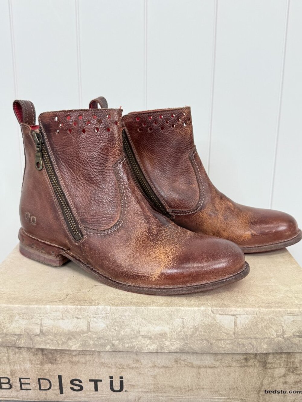 Bed Stu Lotus‎ Bootie Almond Rustic Mason 8.5 EUC Brown Boots Bedstu Cobbler